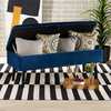 Baxton Studio Caine ModernNavy Blue Velvet Upholstered and Dark Brown Finished Wood Storage Bench 197-12200-ZORO